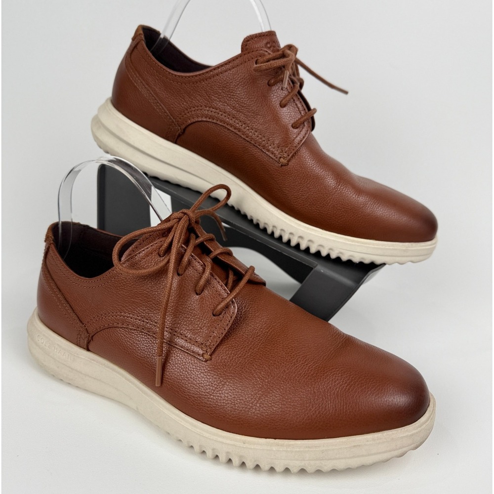 Cole Haan Men's Grand Size 10 Brown Leather Lace Up Oxford Casual Dress Shoes